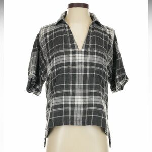 American Eagle Outfitters Plaid Shirt in Black and White
